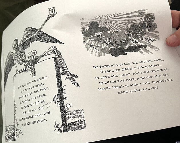 Poetry pamphlets featuring graveyard imagery about the death of DAOs